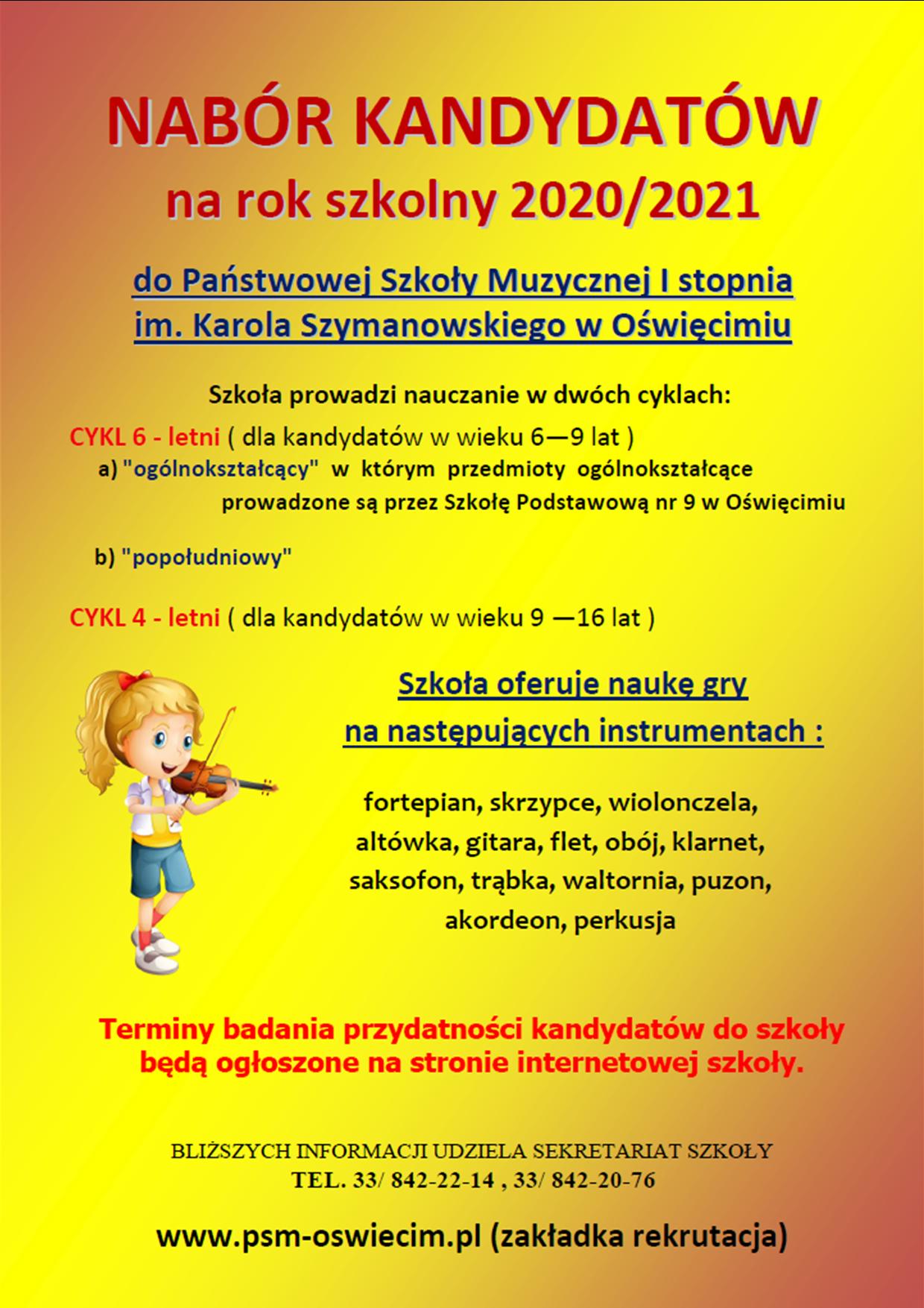 plakat rekrutacyjny psm owicim